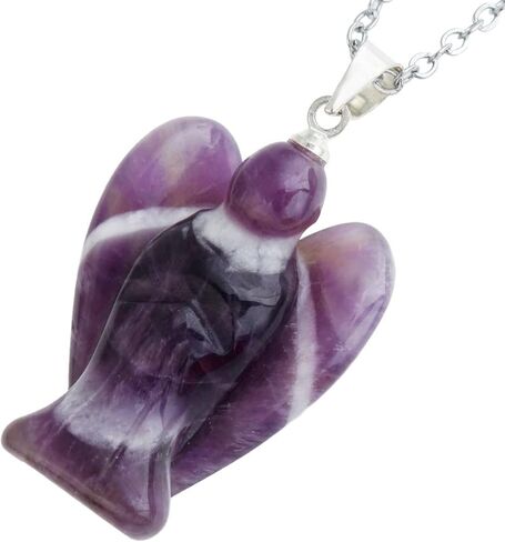 TUMBEELLUWA Guardian Angel Handmade Carved Healing Stone Crystal Pendant with Free Metal Alloy Chain in Kuwait