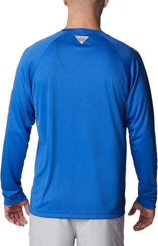 Columbia Men's Terminal Tackle Long Sleeve Shirt, Vivid Blue/Bright Nectar Logo, XLT in Saudi Arabia