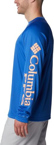 Columbia Men's Terminal Tackle Long Sleeve Shirt, Vivid Blue/Bright Nectar Logo, XLT in Saudi Arabia