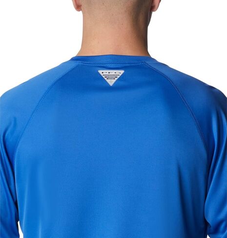 Columbia Men's Terminal Tackle Long Sleeve Shirt, Vivid Blue/Bright Nectar Logo, XLT in Saudi Arabia