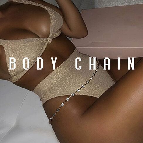 GEMILY Boho Rhinestone Waist Chain Silver Seashell Sparkly Belly Chain Fashion Crystal Body Chain Jewelry for Women and Girls in Saudi Arabia