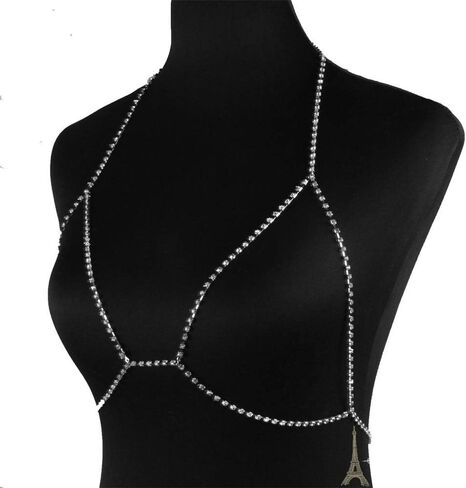 Aimimier Rhinestone Body Chain Bra Summer Beach Bikini Waist Chain Chest Belly Chain Crystal Sexy Body Jewelry for Women and Girls in Saudi Arabia