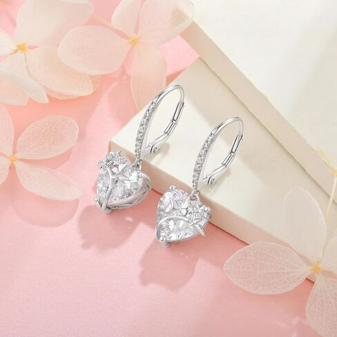 RGEMCY Butterfly Birthstone Earrings for Women 925 Sterling silver Heart Cubic Zirconia Dangle Drop Earrings Women's Jewelry Birthday Graduation Christmas Gifts in Saudi Arabia