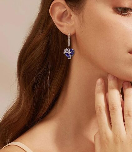 RGEMCY Butterfly Birthstone Earrings for Women 925 Sterling silver Heart Cubic Zirconia Dangle Drop Earrings Women's Jewelry Birthday Graduation Christmas Gifts in Saudi Arabia