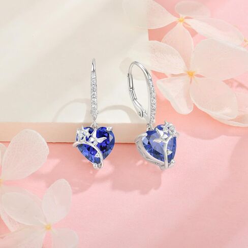 RGEMCY Butterfly Birthstone Earrings for Women 925 Sterling silver Heart Cubic Zirconia Dangle Drop Earrings Women's Jewelry Birthday Graduation Christmas Gifts in Saudi Arabia