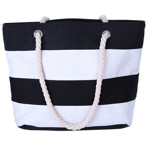 حقيبة شاطئ كبيرة من AIYoo مع جيب داخلي بسحاب ومقبض حبل، حقيبة حمل قماشية للسفر والتسوق والشاطئ وحقيبة كتف نسائية in Kuwait