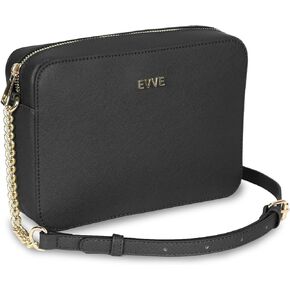 حقيبة كاميرا Saffiano Crossbody للنساء من EVVE، محفظة كتف مصممة بسلسلة وحزام جلدي
