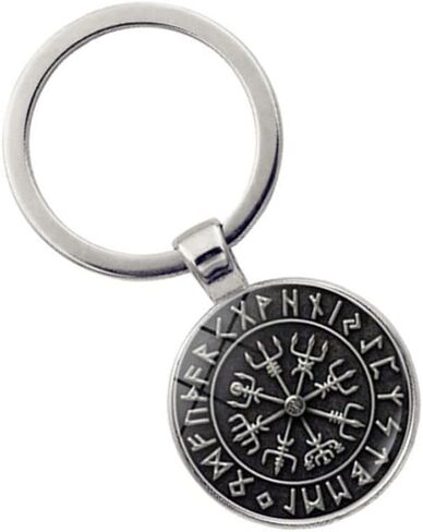 vmcoatdu Viking Compass' Nordic Rune Key Chain Keyring Gift Men Women Keychain Stainless Steel and Inlaid Glass Materials in Saudi Arabia