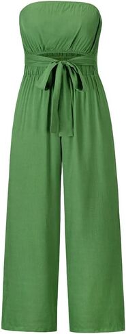 utcoco Women's Summer Sexy Jumpsuit Strapless Off Shoulder Tie Waist Wide Leg Pants Rompers in Saudi Arabia