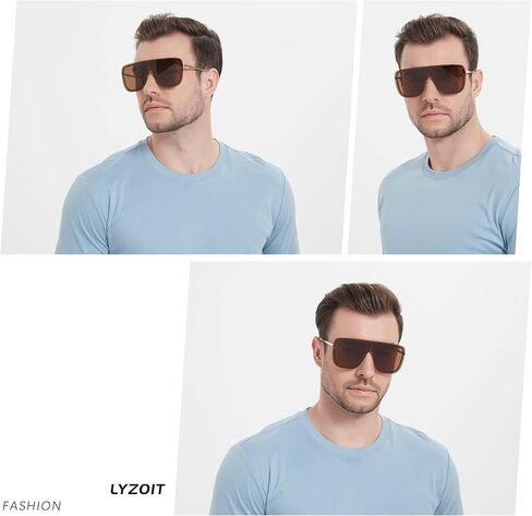 نظارات شمسية مربعة كبيرة الحجم بدون إطار من LYZOIT للنساء والرجال، نظارات شمسية مسطحة بدون إطار in Kuwait
