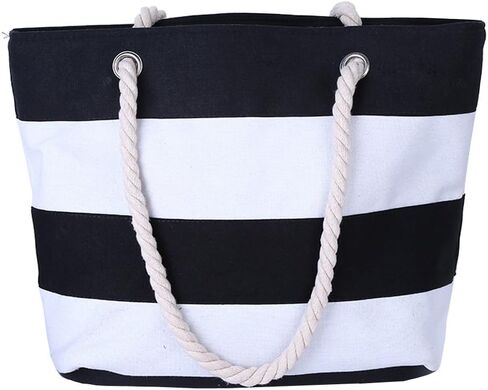 حقيبة شاطئ كبيرة من AIYoo مع جيب داخلي بسحاب ومقبض حبل، حقيبة حمل قماشية للسفر والتسوق والشاطئ وحقيبة كتف نسائية in Kuwait