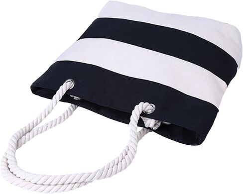 حقيبة شاطئ كبيرة من AIYoo مع جيب داخلي بسحاب ومقبض حبل، حقيبة حمل قماشية للسفر والتسوق والشاطئ وحقيبة كتف نسائية in Kuwait