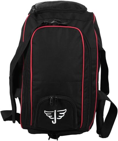 حقيبة Jayefo Sports Duffle للسفر وصالة الألعاب الرياضية والتخييم والمبيت والرياضة - حقيبة ظهر للتخييم والمشي لمسافات طويلة - حجم قياسي - أسود وأحمر in Kuwait