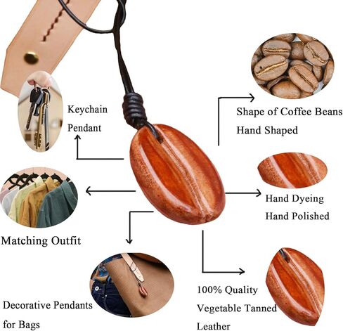 RRBMMH Handmade Leather Keychain Coffee Bean Keychain Unique Handmade Coffee Bean Bag Pendant Bag Charm for Men, Women in Kuwait