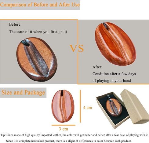 RRBMMH Handmade Leather Keychain Coffee Bean Keychain Unique Handmade Coffee Bean Bag Pendant Bag Charm for Men, Women in Kuwait