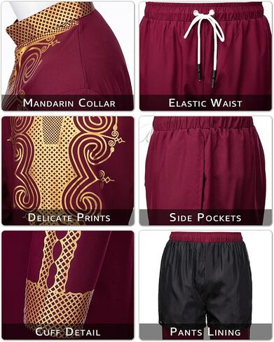 YND Men’s 2 Piece Dashiki Set African Outfit and Pants, Shirt with Gold Print in Saudi Arabia