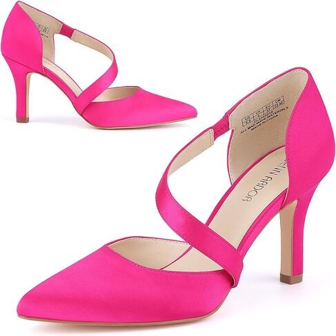 JENN ARDOR Womens Mid Heels D'Orsay Kitten Pumps Dressy Heels for Women Evening Stilettos Closed Pointed Toe Wedding Bride Party Shoes in Saudi Arabia