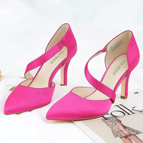JENN ARDOR Womens Mid Heels D'Orsay Kitten Pumps Dressy Heels for Women Evening Stilettos Closed Pointed Toe Wedding Bride Party Shoes in Saudi Arabia