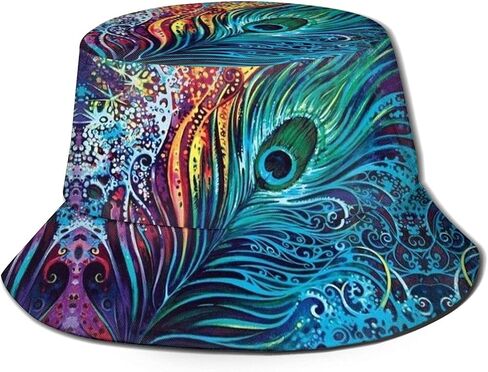 Peacock Bucket Hat Peacock Feather UV Sun Protction Hat Travel Beach Sun Cap for Men and Women Fisherman Hat in Saudi Arabia