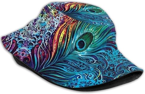 Peacock Bucket Hat Peacock Feather UV Sun Protction Hat Travel Beach Sun Cap for Men and Women Fisherman Hat in Saudi Arabia