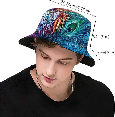 Peacock Bucket Hat Peacock Feather UV Sun Protction Hat Travel Beach Sun Cap for Men and Women Fisherman Hat in Saudi Arabia