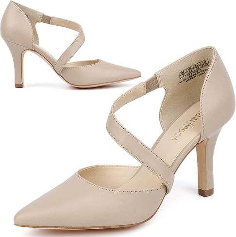 JENN ARDOR Womens Mid Heels D'Orsay Kitten Pumps Dressy Heels for Women Evening Stilettos Closed Pointed Toe Wedding Bride Party Shoes in Saudi Arabia