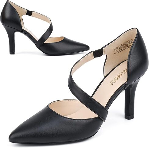 JENN ARDOR Womens Mid Heels D'Orsay Kitten Pumps Dressy Heels for Women Evening Stilettos Closed Pointed Toe Wedding Bride Party Shoes in Saudi Arabia