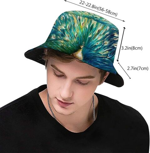 Peacock Bucket Hat Peacock Feather UV Sun Protction Hat Travel Beach Sun Cap for Men and Women Fisherman Hat in Saudi Arabia