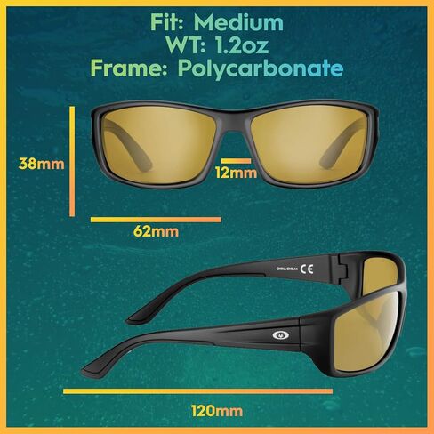Flying Fisherman Unisex-Adult Buchanan Sunglasses, Matte Black Frames/Yellow-Amber Lens, Medium in Saudi Arabia