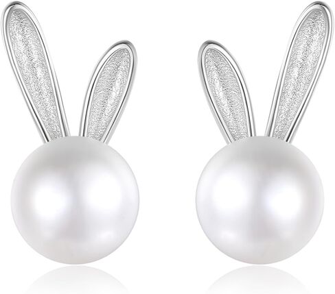 Rabbit Cat Earrings Freshwater Pearl Earrings Sterling Silver Stud Earrings for Women Gifts in Saudi Arabia