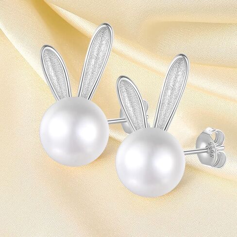 Rabbit Cat Earrings Freshwater Pearl Earrings Sterling Silver Stud Earrings for Women Gifts in Saudi Arabia