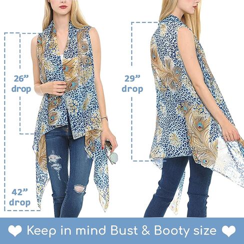 TravelNut Womens Summer Kimono Vest Long Sheer Sleeveless in Saudi Arabia