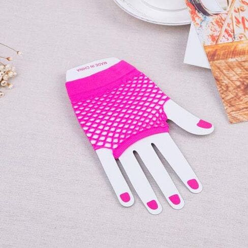 إكسسوارات فستان فاخر للنساء من 80 ثانية عصابة رأس من الدانتيل وأقراط نيون بدون أصابع شبكة قفازات قلادة من أجل أزياء ريترو 80s للحفلات مجموعة أزياء السيدات والفتيات in Kuwait