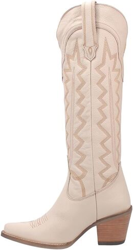 Dingo Womens High Cotton Embroidery Snip Toe Casual Boots Knee High Mid Heel 2-3" in Saudi Arabia