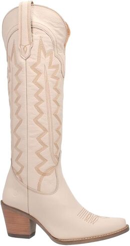 Dingo Womens High Cotton Embroidery Snip Toe Casual Boots Knee High Mid Heel 2-3" in Saudi Arabia