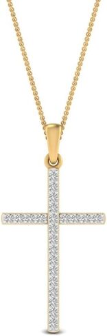 Fascinating Diamonds 1/6 Carat LAB GROWN Round Cut Diamond Simple Dainty Pendant 14K Gold Religious LAB CREATED Diamond Cross Necklace For Her Premium Collection (0.14 Ctw, F-H Color, SI1-SI2 Clarity) in Saudi Arabia
