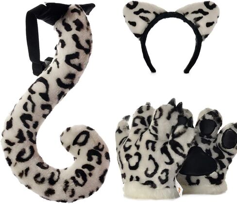 TINTON LIFE Fluffy Cosplay Costume Set Soft Plush Animals Ears Headband Tail Paws in Saudi Arabia