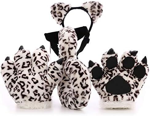 TINTON LIFE Fluffy Cosplay Costume Set Soft Plush Animals Ears Headband Tail Paws in Saudi Arabia