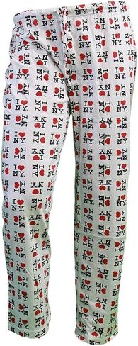 سروال نوم مطبوع عليه عبارة I Love NY Lounge Pants New York (ابيض، Small)، ابيض، S in Kuwait
