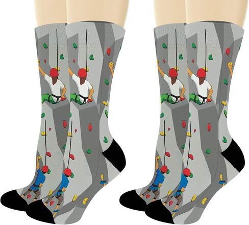 ThisWear Unisex Novelty Socks Rock Climbing Socks Hiking Related Gifts Rock Wall Climbing Novelty Crew Socks in Saudi Arabia