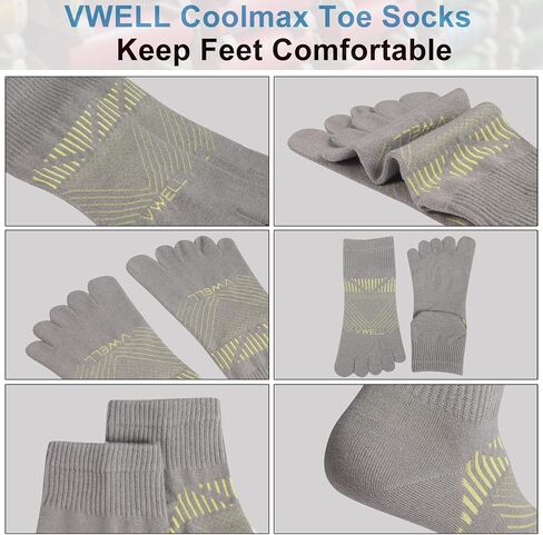 VWELL Toe Socks for Men and Women COOLMAX Five Finger Socks Athletic Running Socks Quarter Ankle Toe Socks (3Pairs) in Saudi Arabia