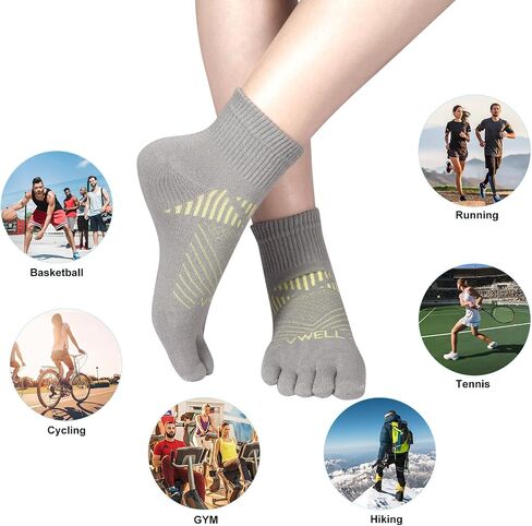 VWELL Toe Socks for Men and Women COOLMAX Five Finger Socks Athletic Running Socks Quarter Ankle Toe Socks (3Pairs) in Saudi Arabia