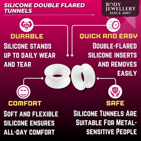 bodyjewellery White Silicone Double Flared Ear Plugs - Sold as a Pair in Saudi Arabia