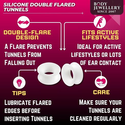 bodyjewellery White Silicone Double Flared Ear Plugs - Sold as a Pair in Saudi Arabia