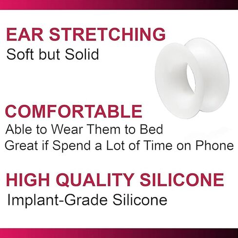 bodyjewellery White Silicone Double Flared Ear Plugs - Sold as a Pair in Saudi Arabia