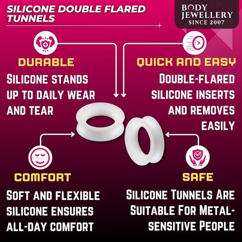 bodyjewellery White Silicone Double Flared Ear Plugs - Sold as a Pair in Saudi Arabia