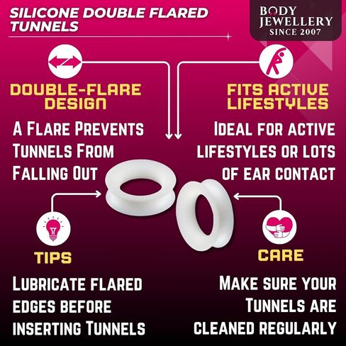 bodyjewellery White Silicone Double Flared Ear Plugs - Sold as a Pair in Saudi Arabia