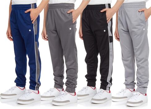 RBX Boys' Sweatpants - 4 Pack Active Tricot Warm-Up Jogger Track Pants (Size: 4-20), Size 5/6, Navy/Grey/Black/Grey in Saudi Arabia
