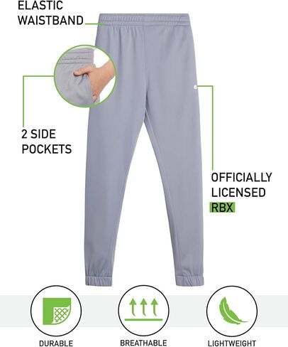 RBX Boys' Sweatpants - 4 Pack Active Tricot Warm-Up Jogger Track Pants (Size: 4-20), Size 5/6, Navy/Grey/Black/Grey in Saudi Arabia