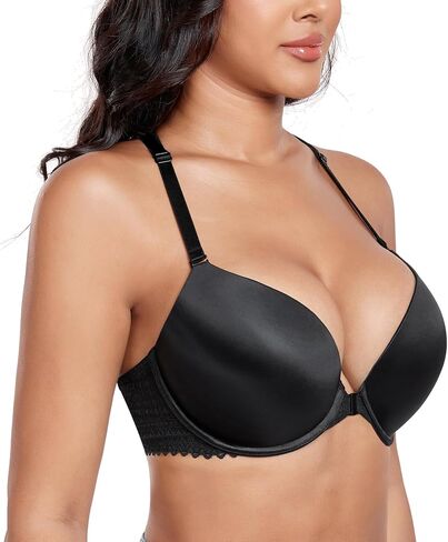 DotVol Women's Front Closure Push Up Convertible Bohemian Back Underwire Everyday Bra in Saudi Arabia